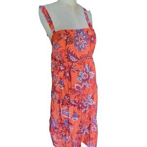 Rhode Orange Cotton Floral Dress Sz XL Cotton